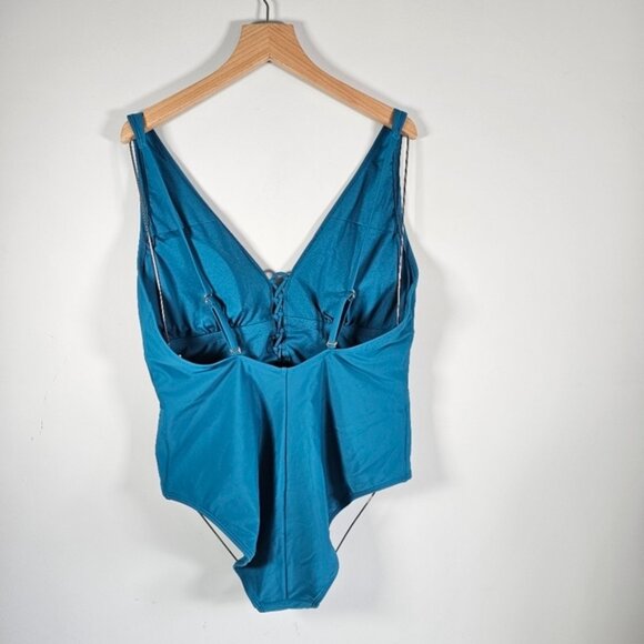 Shade   Shore Blue One-Piece Lace Up Swimsuit Sz Small NEW - Picture 3 of 7